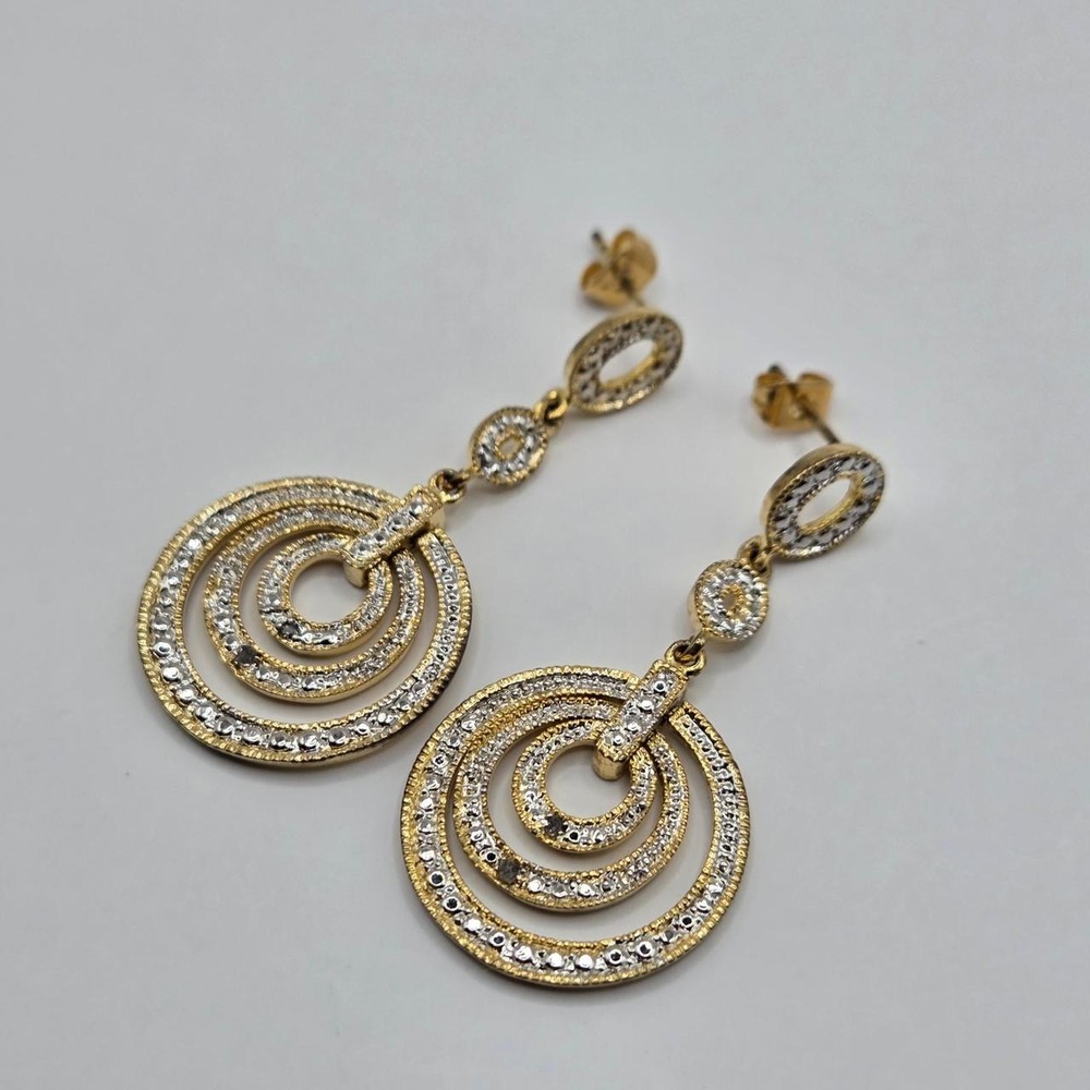SAP ER Dangle Earrings Women OS Gold Good Concentric Circle Diamond Accents